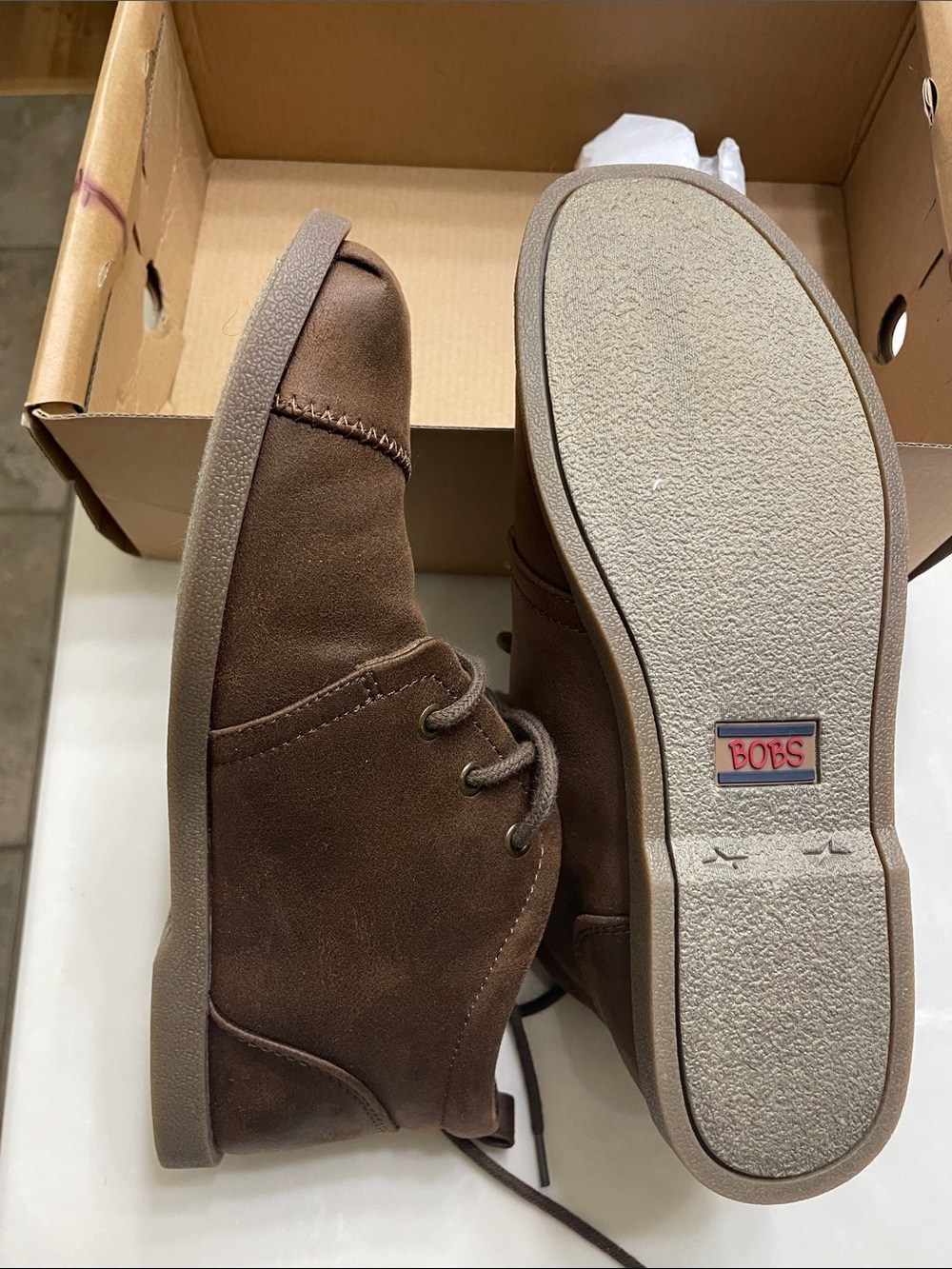 BOBS from Skechers Brown Suede Ankle Booties
